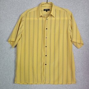 Bassiri Limited Collection Mens Large Yellow Geometric Stripe Short Sleeve Shirt